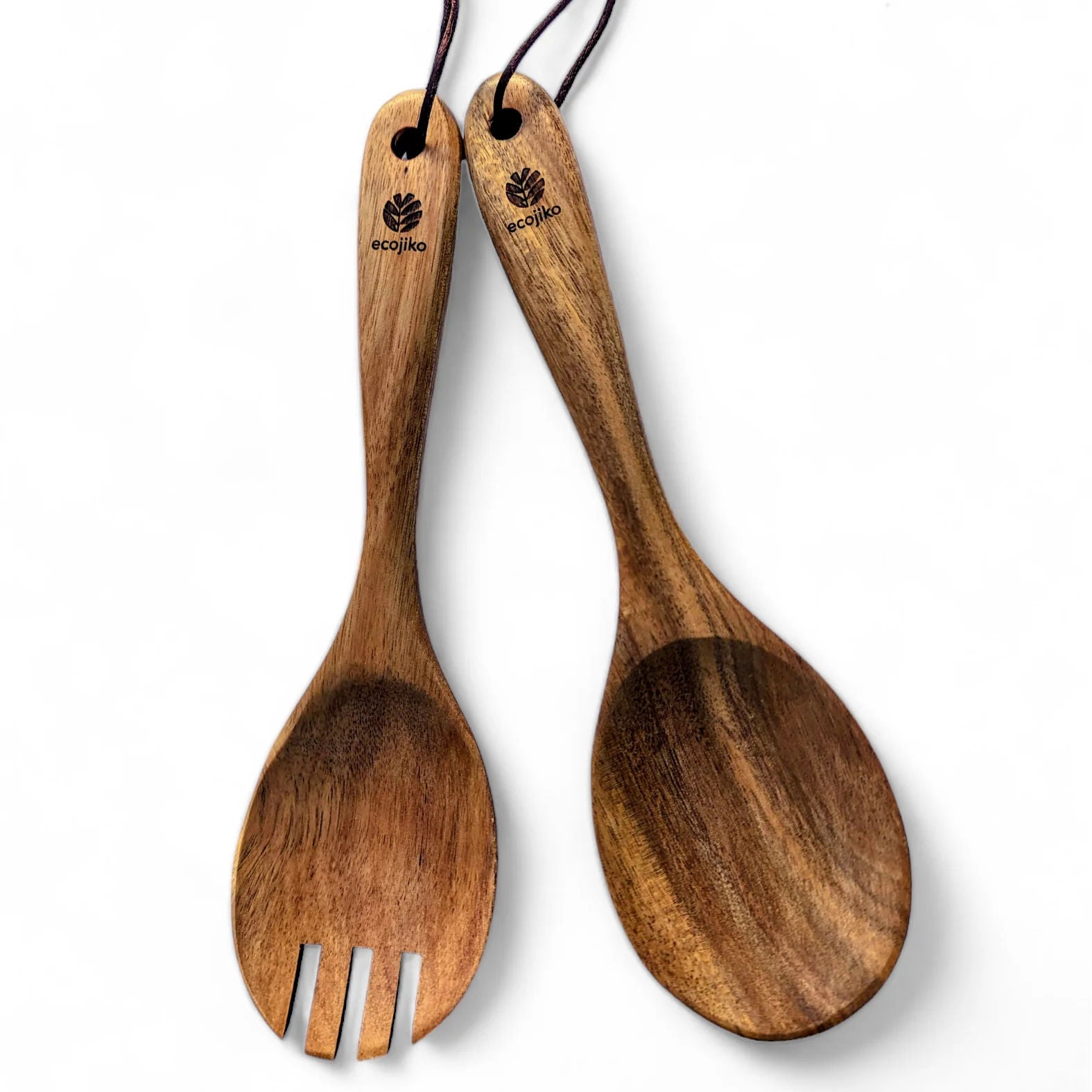 Wooden Summer Salad Servers | Sustainable Acacia Natural Food Servers ...