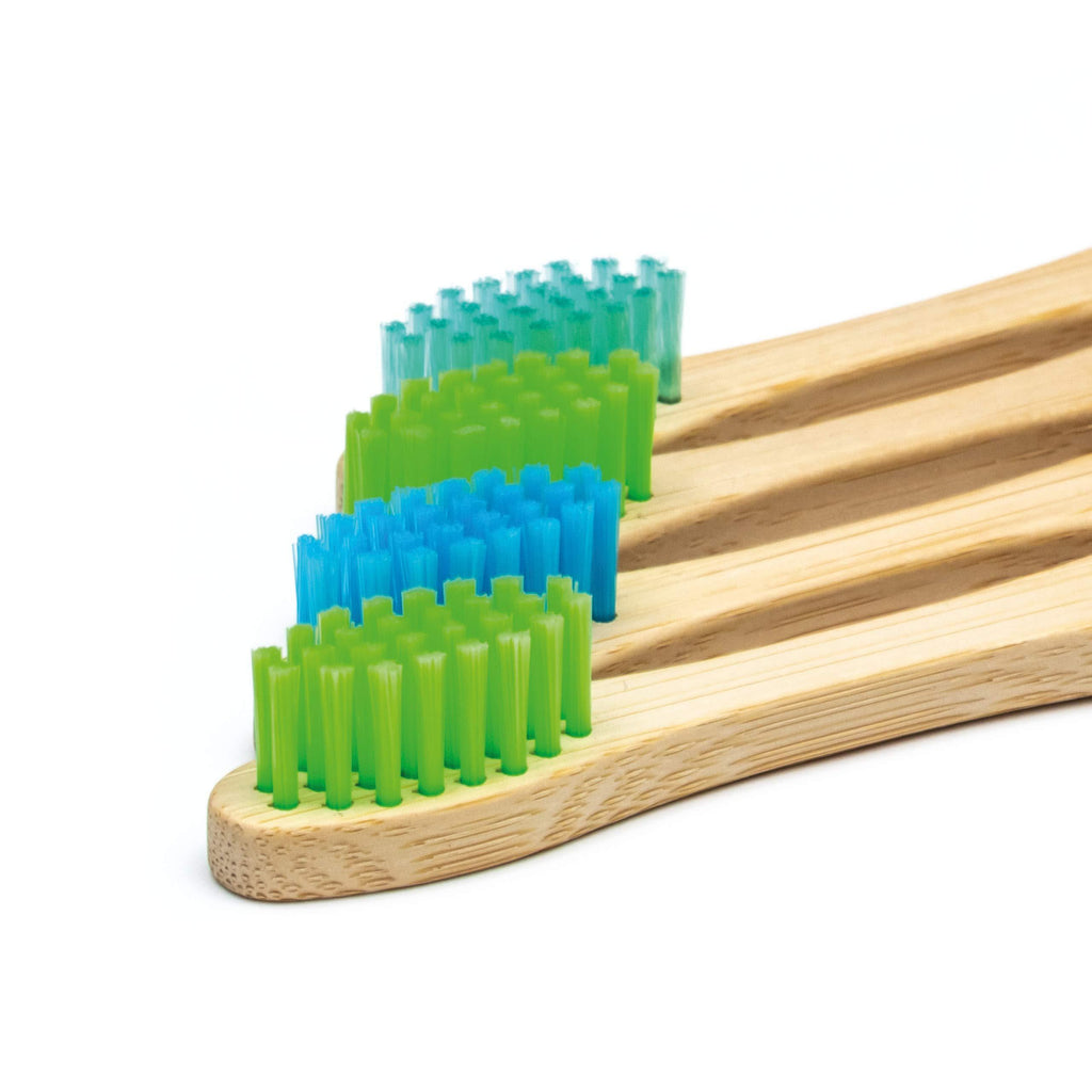 Children's Bamboo Toothbrush (4 Pack, Aqua Colour)