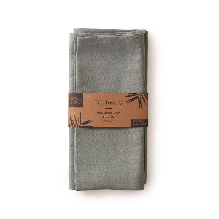 Organic Cotton Tea Towels - Herringbone Weave - Set of 2