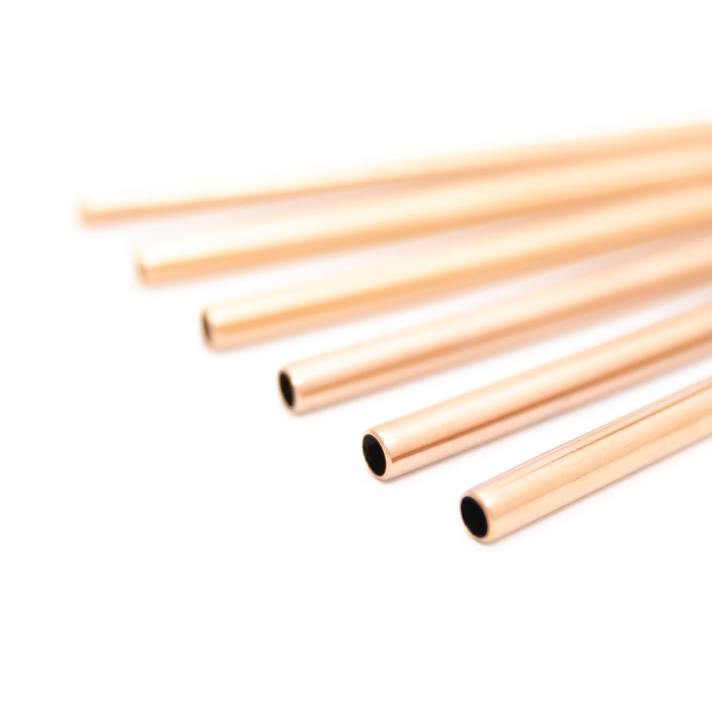 Steel Cocktail Straws - Rose Gold - 6 Pack