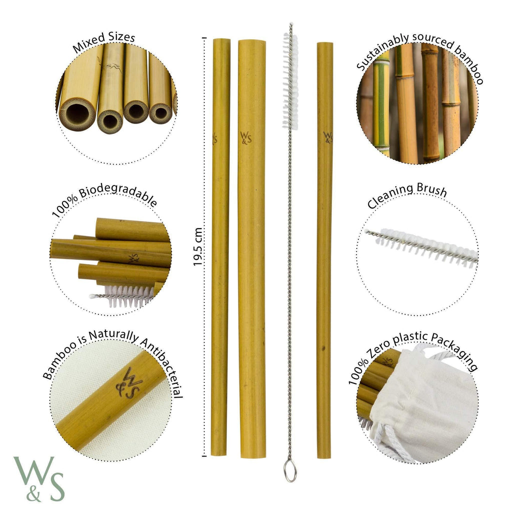 Bamboo Drinking Straws - 10 Pack