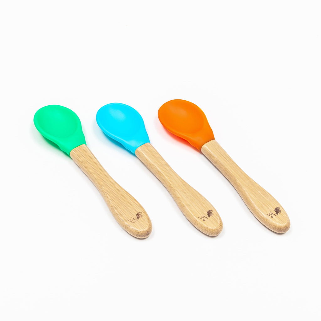 Baby Bamboo Spoons - Set of 3 - Blue, Green & Orange