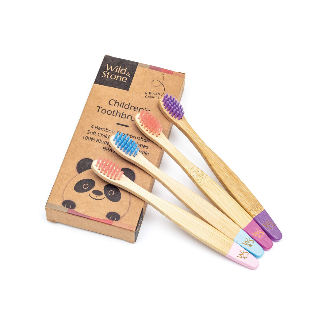 Children's Bamboo Toothbrush (4 Pack, Candy Colour)