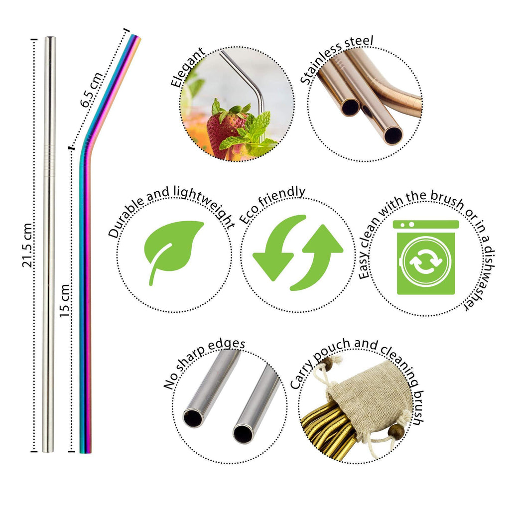 Reusable Metal Drinking Straws With Case - 8 Pack